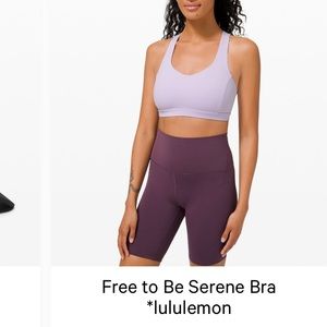 Lululemon Free to be Serene Bra, Size 6, Lavender Dew